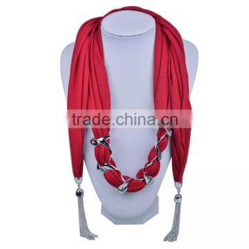 2016 new design silver tone tassel pendant yiwu lady scarves