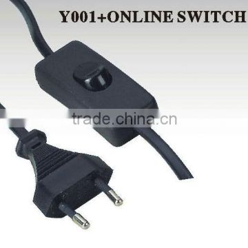 EU powelamp holder european standard ac power cord with switch