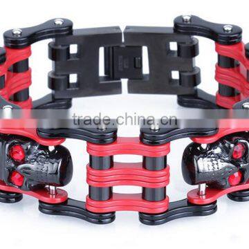 Wholesale 2015 the Best Selling Innovative Products Biker Chain Bracelet for Men/ Red And Black Color Motorcycle Chain Bracelet
