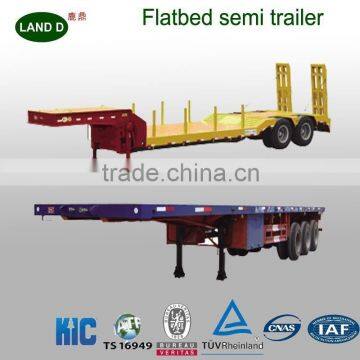 Tri axle flatbed semi trailer 42T 3 axles low bed loader trailer