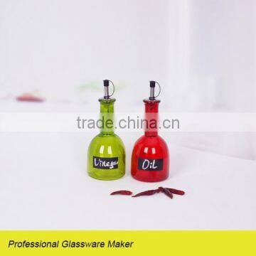 new design 2pcs colored glass O&V set