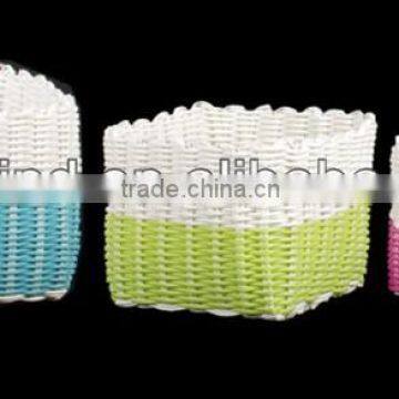 set of 3 pp basket for home storage, plastic woven basket