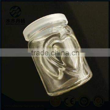 200ml Heart Shaped Glass Pudding Bottle Milk Bottle With Plastic Lid photo-2
