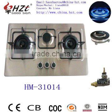 2015 Kitchen Embedded Stainless Steel 3 Burner gas cooker