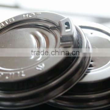 hot sale disposable plastic black dome lids with a hole