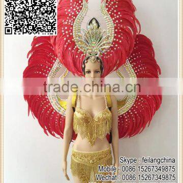 Hot Sale Cheap Price Luxury Diamond Gold Bra Samba Stunning Costume