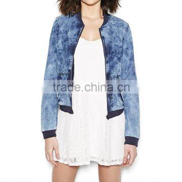 overall acid wash denim bomber jacket