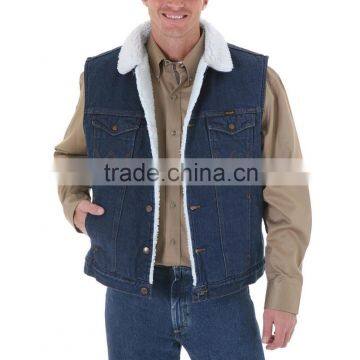 Sherpa Lined Denim Vest for men