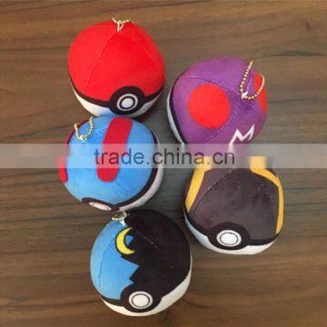 Factory Pokemon go stuffed hanging ball drop plush pokemon go ball pendant pokemon go ball key chain Pokemon go plush ball toys