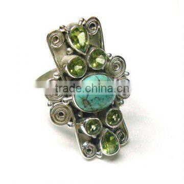 Peridot Ring, Silver Ring, Gemstone Ring, Fashion Ring