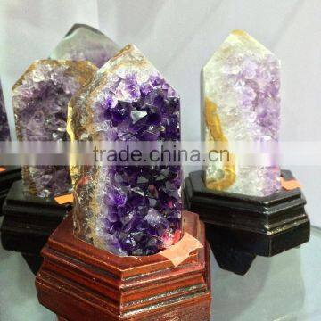 Natural Amethyst Geode Cluster Wand Point Crystal Ornaments For Sale