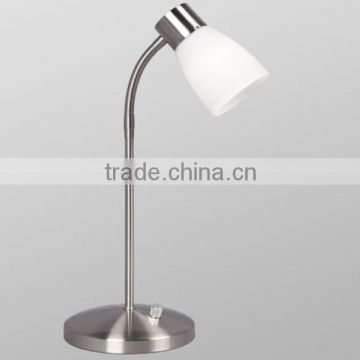 brushed nickel with white glass led bedside reading lamp