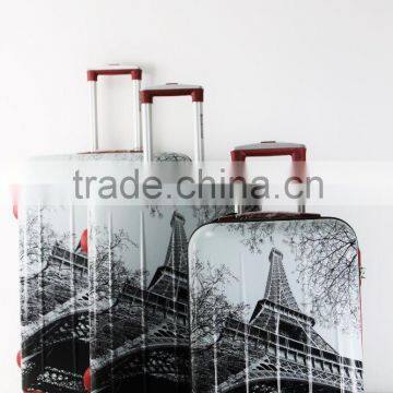 High quality printed designing colorful figures ABS+PC trolley case luggage