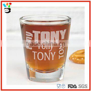 top sale 2 oz sandblasted technique glassware etched shot glasses