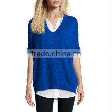 newest fashion couple pullover sweater ladies high quality short Sleeve Twinset Pullover Sweater