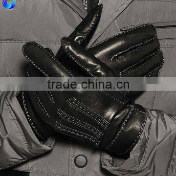 2016 New Design Men Winter Sheepskin Genuine Leather Gloves for Touch Screen photo-2