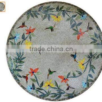 PFM round shape handmade stone art animal pattern mosaic tiles