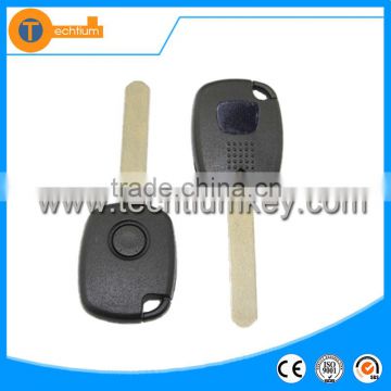 1 button remote car key case shell with logo and uncut blade High Quality blank auto key cover for honda accord crv city fit