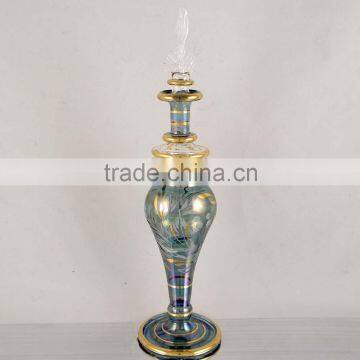 Egyptian Glass Perfume Bottle with 14 k Gold