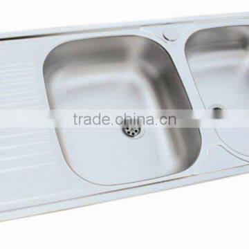 116x50 Double Bowl Stainless Steel Kitchen Sink (DE143)