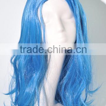 Crazy color costume blue body wave wigs football fans wig N346