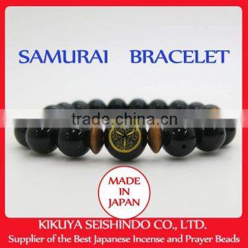 Tokugawa Ieyasu, Samurai Bracelet, Black Onyx 10 mm With Citrine (yellow Quarts) and Tiger-eye, Japanese Accessory, Japan photo-6