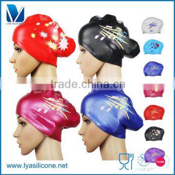 Custom Priting Silicone Waterproof Swimming Cap For Long Hair
