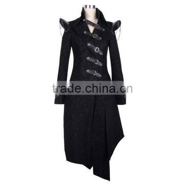 Devil Fashion 2015 PUNK Gothic Long Coat Black Jacket Made in China CT014 photo-5