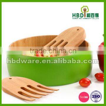 High quality bamboo bowl,bamboo salad bowl with server wholesale