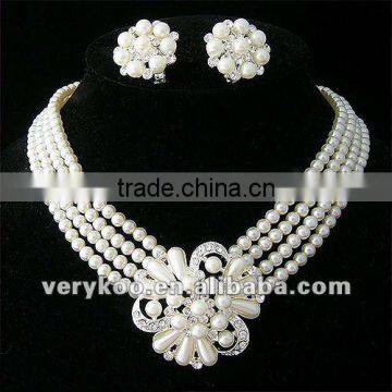 Costume Fashion Pearl Necklace and Earring Jewelry Set FCA-15020