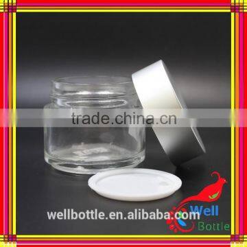 Glass Skin Care Cream Jar With Clear Glass Jar With Glass Cosmetic Jar