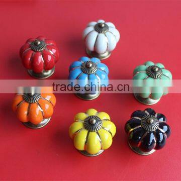 Colorful Pumpkin Ceramics Cabinet Knobs for Drawer/Dresser