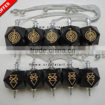 BLACK AGATE HEXAGONE CHOKO REIKI PENDULUM