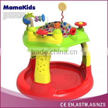 seat can turn round factory cheap plastic baby walker with jumper