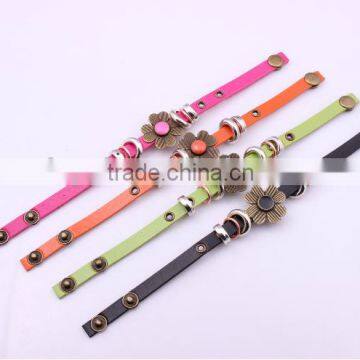 Leather bracelet bracelets with flower