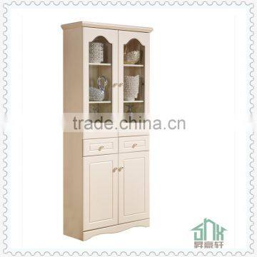 White Antique Bookcase With Glass Doors HA-C# Design In Book Shelf Cabinet Two Doors Corner Bookcase