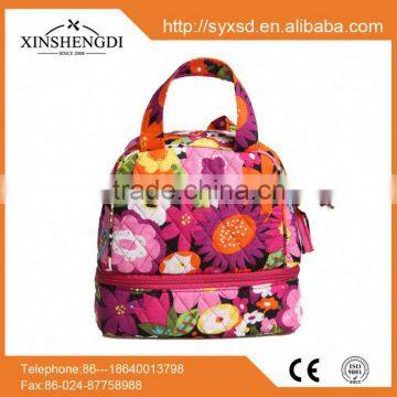 New product cotton floral quilted trendy duffel backpack cooler bag
