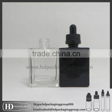 HD China Alibaba flat square dropper bottle 30ml rectangular glass eliquid red/black/clear frosted dropper bottles