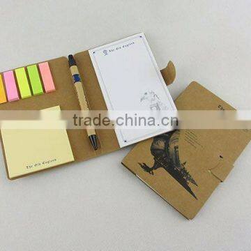 Sticky memo notepad Printed combined sticky memo pad with pen