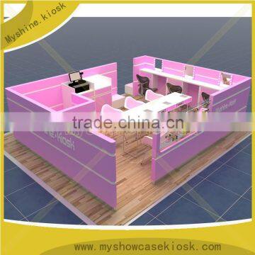 Customized commercial nail bar kiosk beauty nail salon furniture for sale