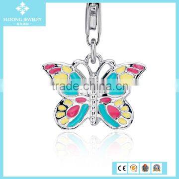 Pastel Butterfly Charm in Sterling Silver for Charm Bracelet