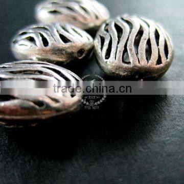 13x18mm Vintage Antiqued Silver Water Flow Engraved Oval Alloy Beads DIY Beading Supplies 3993012 photo-3
