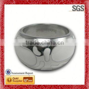 Textured touch cool round shiny elegant frosted stainless steel ring