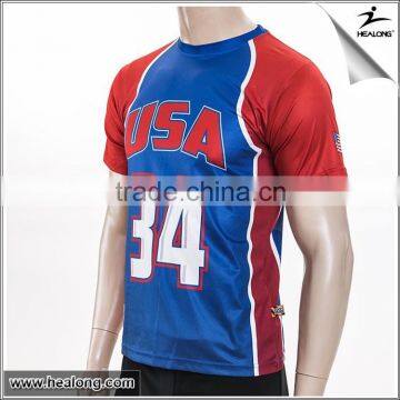 OEM raglan sleeves sublimation printed usa baseball tshirt