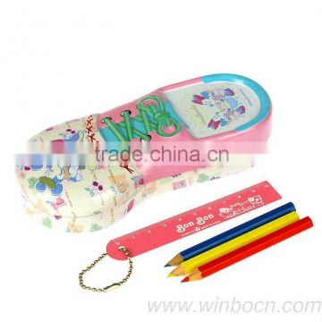 Shoes-shape tin school students pencil case