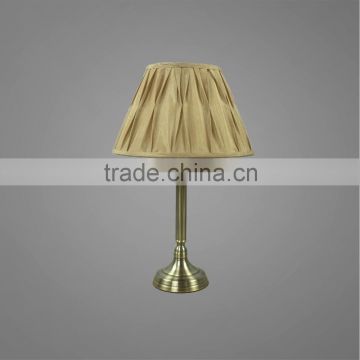 Metal Base And Body In Antique Brass Finish With Fabric Lampshade Mini Table Light Bedside Table Lamp Vintage Style Table Light