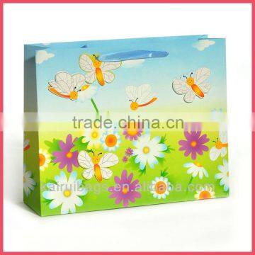 Beautiful flower custom printed die cut gift bag