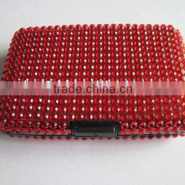 waterproof red plastic credit card holder full with rhinestone