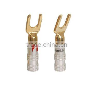 For Nakamichi full gold-plated copper Y-connector banana plug speaker stereo speaker audio wire connector plug