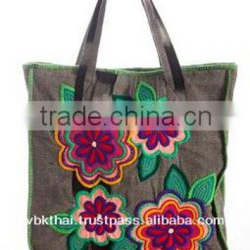 COTTON TOTE BAG WITH KAREN HANDWEAVING FABRIC